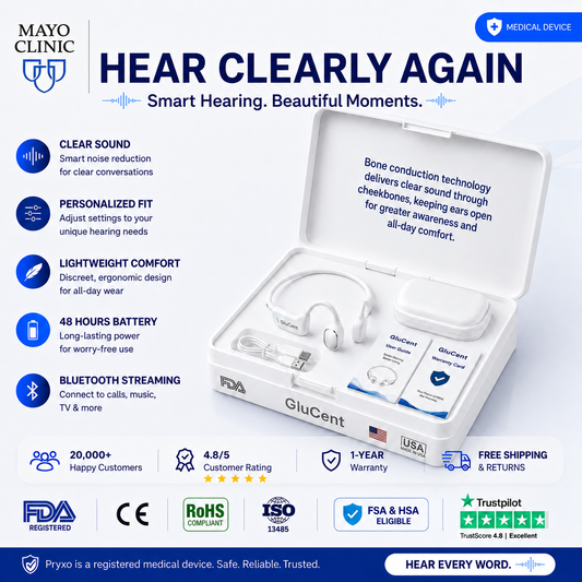 Made In USA🏆GluCent® Bone Conduction Smart Hearing Headphones （Mayo Clinic Recommended）